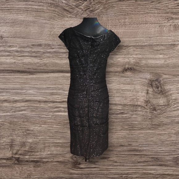 Frank Lyman Design Black Netted Sequin Dress Size 8 - Picture 2 of 5